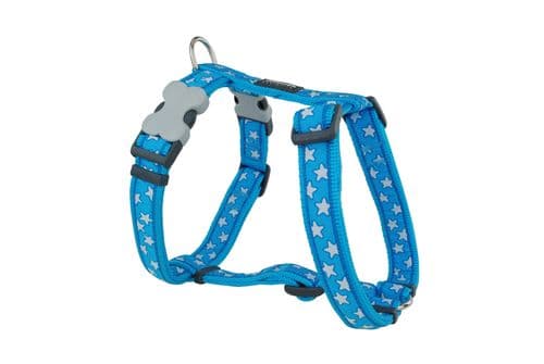 Red Dingo White stars on Turquoise blue Dog harness