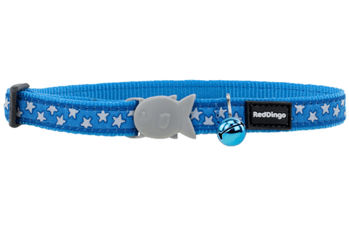 Red Dingo White Stars On Turquoise Cat Collar