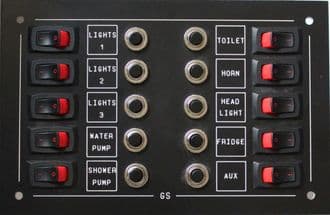 Marine 10way Switch circuit breaker control panel 12volt dc Boat campervan