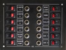 Marine 12way Switch circuit breaker control panel  12volt dc  Boat campervan