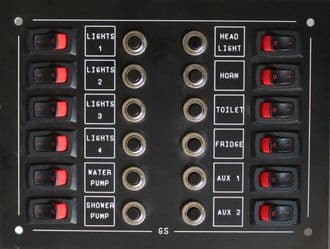 Marine 12way Switch circuit breaker control panel 12volt dc Boat campervan
