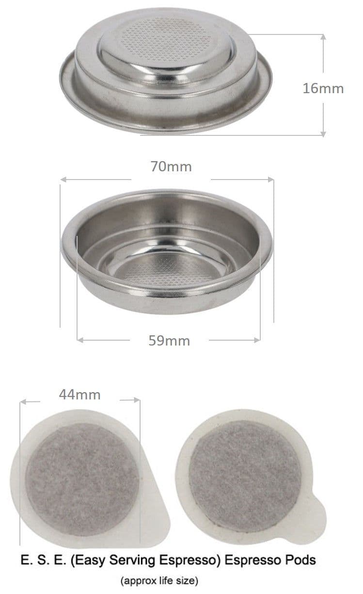 Single pod portafilter basket 58mm ESE