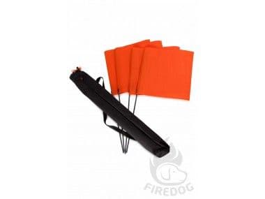 Firedog Set of 4 square orange flags + carrying bag