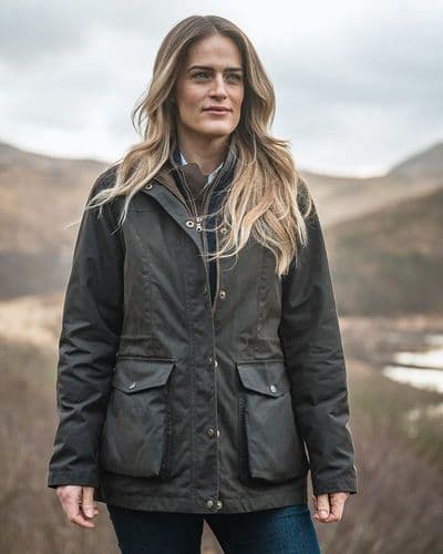 Hoggs of Fife Ladies Waxed Jacket Caledonia Waterproof Wax in Classic Country Style
