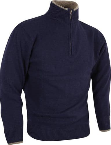 Jack Pyke Ashcombe 100% Lambswool Zipknit: Navy