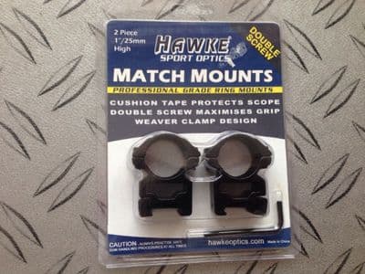 Hawke Sport Optics Two Piece One Inch weaver High Double Screw Match Mount Scope Mount e