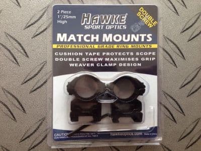 Hawke Sport Optics Two Piece One Inch Weaver High See Through Double Screw Match Mount Scope Mount e