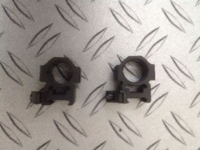 UTG used Max Strength LE Grade Quick Detach Picatinny Scope Rings (2 Piece, 1-Inch Diam, 4-Screw Med Profile) e
