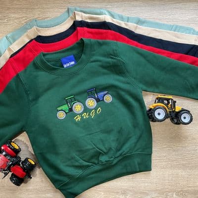 2 Tractor sweatshirt kids personalised