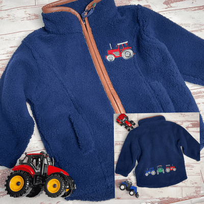 Child’s Tractor  Sherpa fleece Navy full zip