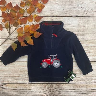 Children’s Navy Zip neck Fleece with Red Tractor Embroidery