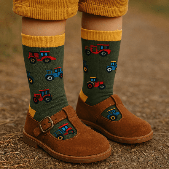 Children’s Tractor Socks Green