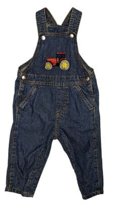 childrens  denim dungarees with red tractor