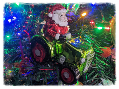 Christmas Tractor bauble  with santa