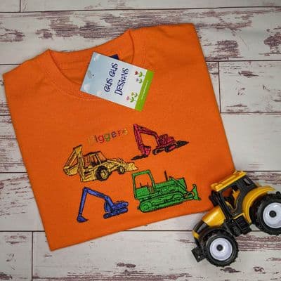 construction diggers tshirt orange
