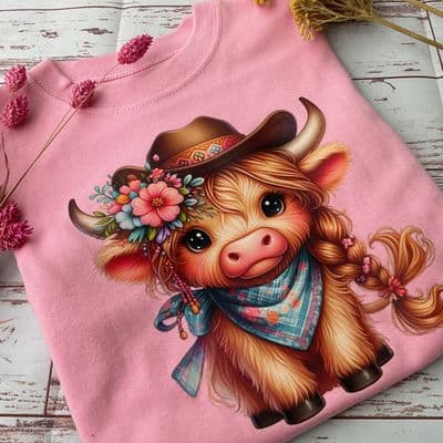 Cowgirl style cow T-shirt