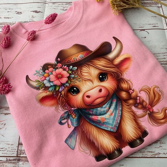 Cowgirl style cow T-shirt