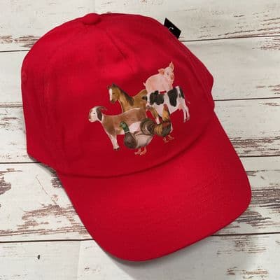 Farm animal baseball cap red
