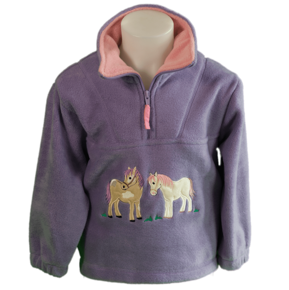 Girl s Lilac 2 horse fleece zip collar