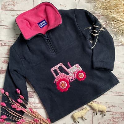 Girls tractor fleece  with pink tractor