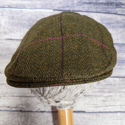 Girls tweed flat  cap green and pink