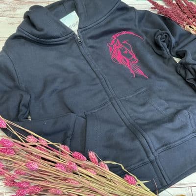 Horse full zip hoodie horse  navy