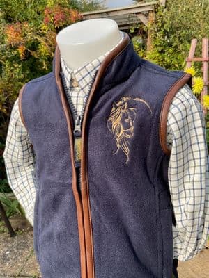 Horse gilet navy embroidered horse motif