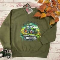 Just a Boy who loves Tractors Kids sweatshirt/ sweater / jumper