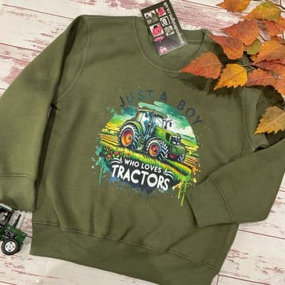 Just a Boy who loves Tractors Kids sweatshirt/ sweater / jumper