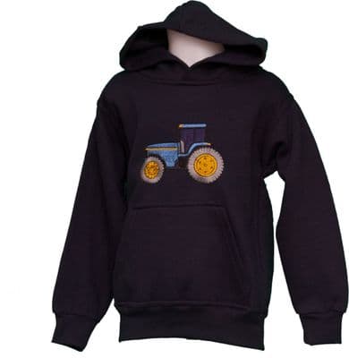 kids  blue tractor  navy hoodie sweatshirt