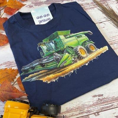 Kids combine harvester T-shirt navy