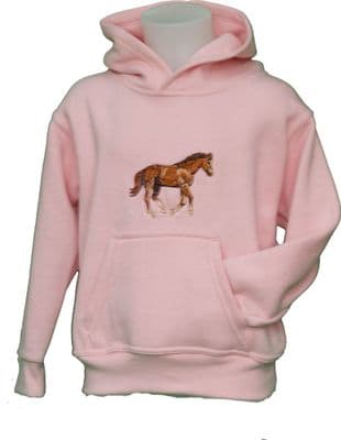 kids Pale pink horse hoodie sweatshirt