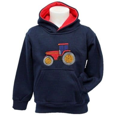 kids  red tractor  navy hoodie sweatshirt