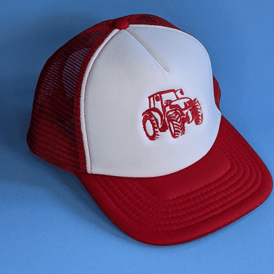 kids tractor trucker hat Red