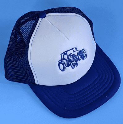 kids tractor trucker hat Royal Blue