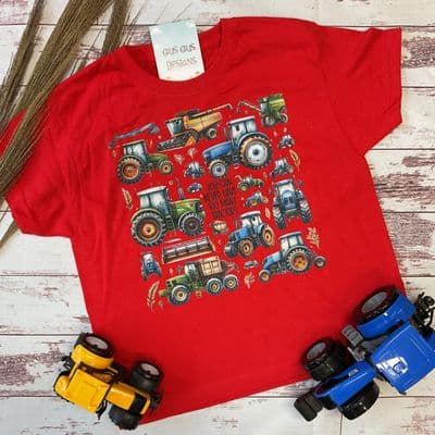 Multi Tractor kids T-shirt red