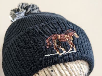 Navy Horse Bobble Hat