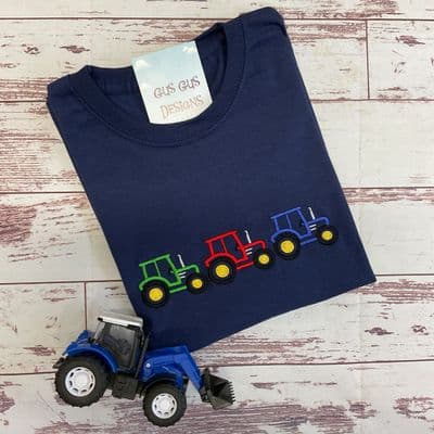 Navy three tractor tshirt