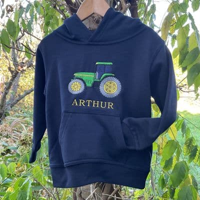 Personalised children’s Tractor Hoodie Navy