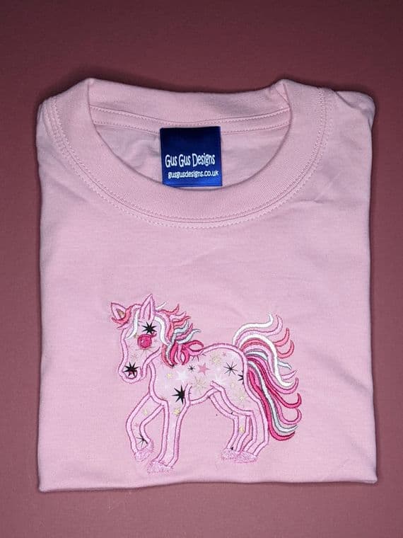 Pink Rainbow colours pony children`s T-Shirt short sleeve