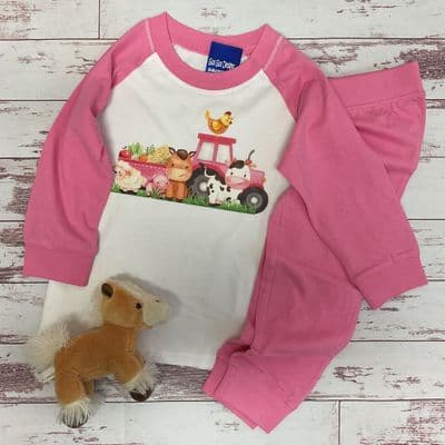 Pink tractor farm  pyjamas