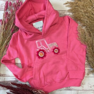 Pink tractor sweatshirt hoodie