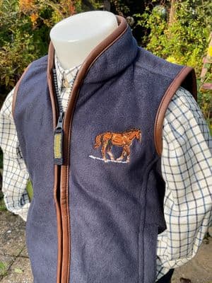 Pony /Horse gilet navy embroidered horse motif