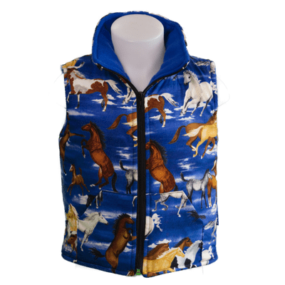 Printed blue horse bodywarmer