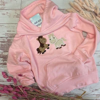 Sweatshirt hoodie pale pink two ponies
