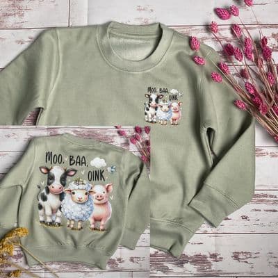 sweatshirt mint farm animals