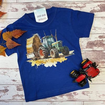 T-shirt tractor and bailer blue