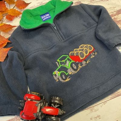 Tractor and trailer navy fleece