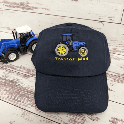 Tractor caps with Tractor Mad blue tractor
