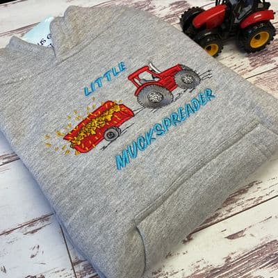 Tractor hoodie grey “ Little Muckspreader “